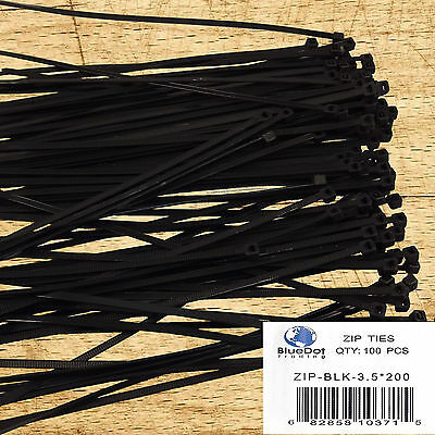 Usa Free Ship ~ 8 Inch 40 Lbs Nylon Quality Cable Zip Wire Ties Black 100 Pack