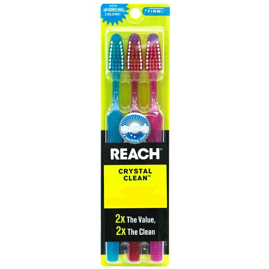 3 Pack Reach Toothbrush Extra Clean Firm Bristles Hard - Free Shipping!