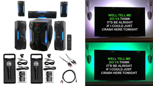Rockville Bluetooth Home Theater Karaoke Machine System W/8" Subwoofer + Led's