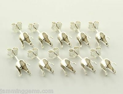 Bulk 4mm -7mm Solid Sterling Silver Round (4 Prong) Snap-tite Earring Settings