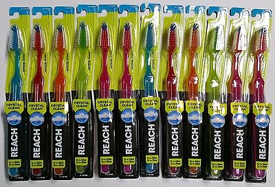12 Reach Toothbrush Crystal Clean Firm Bristles Hard - Free Shipping