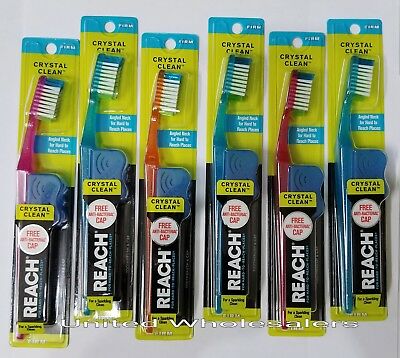 6 Reach Toothbrush Extra Clean Firm Bristles Hard - Free Shipping