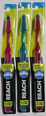 3 Reach Toothbrush Crystal Clean Firm Bristles Hard - Free Shipping