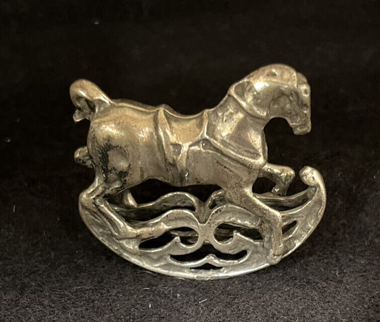 Vintage Miniature Rocking Carousel Circus Horse 800 Sterling Italy