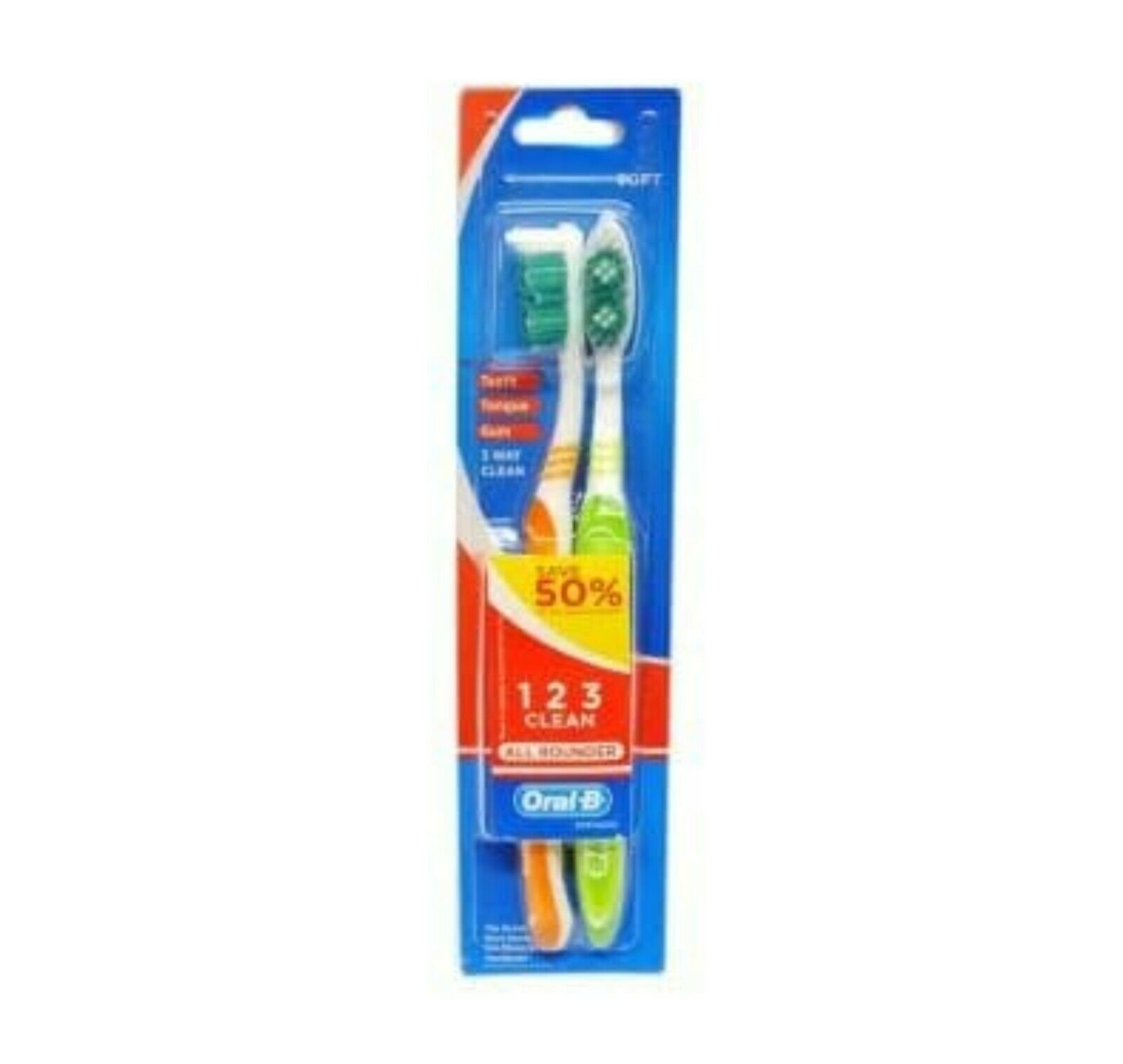 Oral-b Oralb All Rounder Toothbrush 2 Pack Soft Bristles
