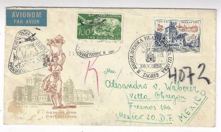 1956 Zagreb Yugoslavia Airmail To Mexico