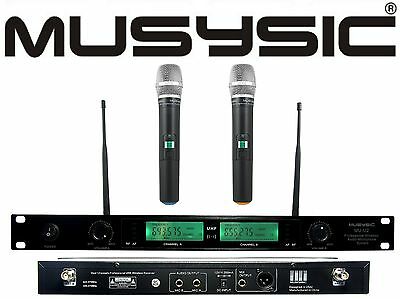 Musysic 2 Channel Dual Uhf Handheld Wireless Microphone System Dj Pa Karaoke