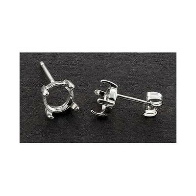 (3mm - 10mm) Round Cabochon Solid Sterling Silver Cast Earring Settings