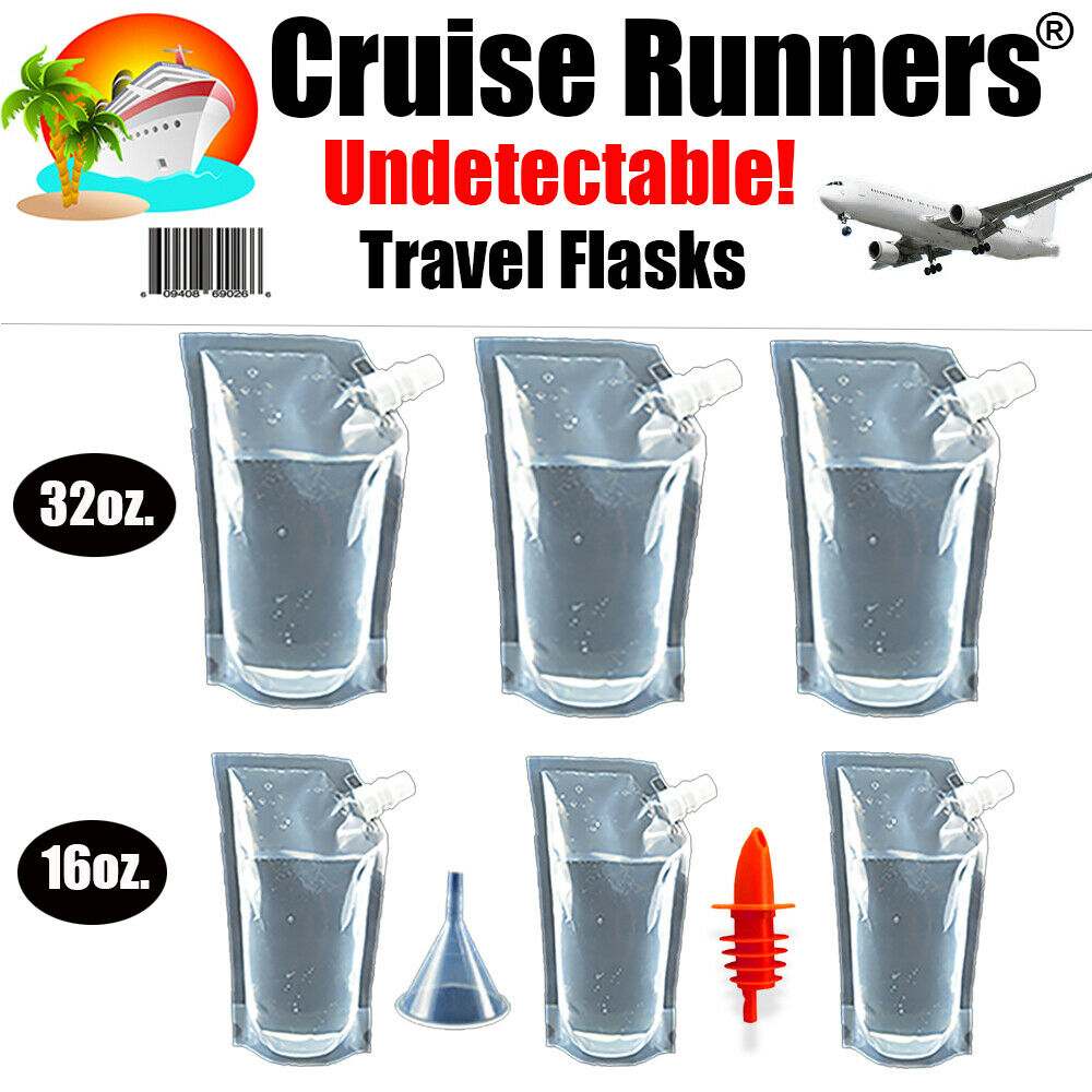 Cruise Ship Flask Kit Rum Runners For Cruise Alcohol Liquor Booze Bags Plastic