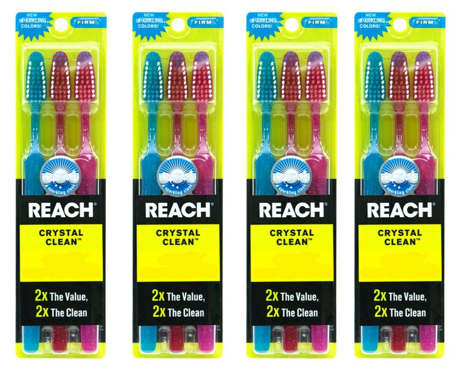 12 Reach Toothbrush Extra Clean Firm Bristles Hard - Free Shipping