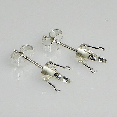 3mm - 12mm Solid Sterling Silver Round (4 Prong) Snap Tite Earring Settings