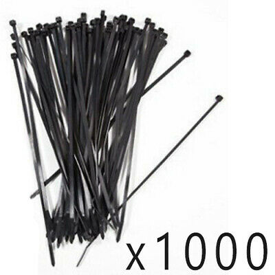 1000 Pack Lot Pcs - 8" Inch Uv Resistant Nylon Cable Zip Wire Tie 40 Lbs - Black