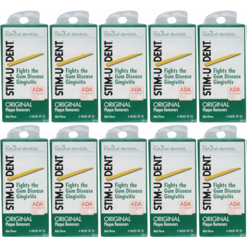 10 Pack The Natural Dentist Stim-u-dent Plaque Removers Mint Flavor 100 Each