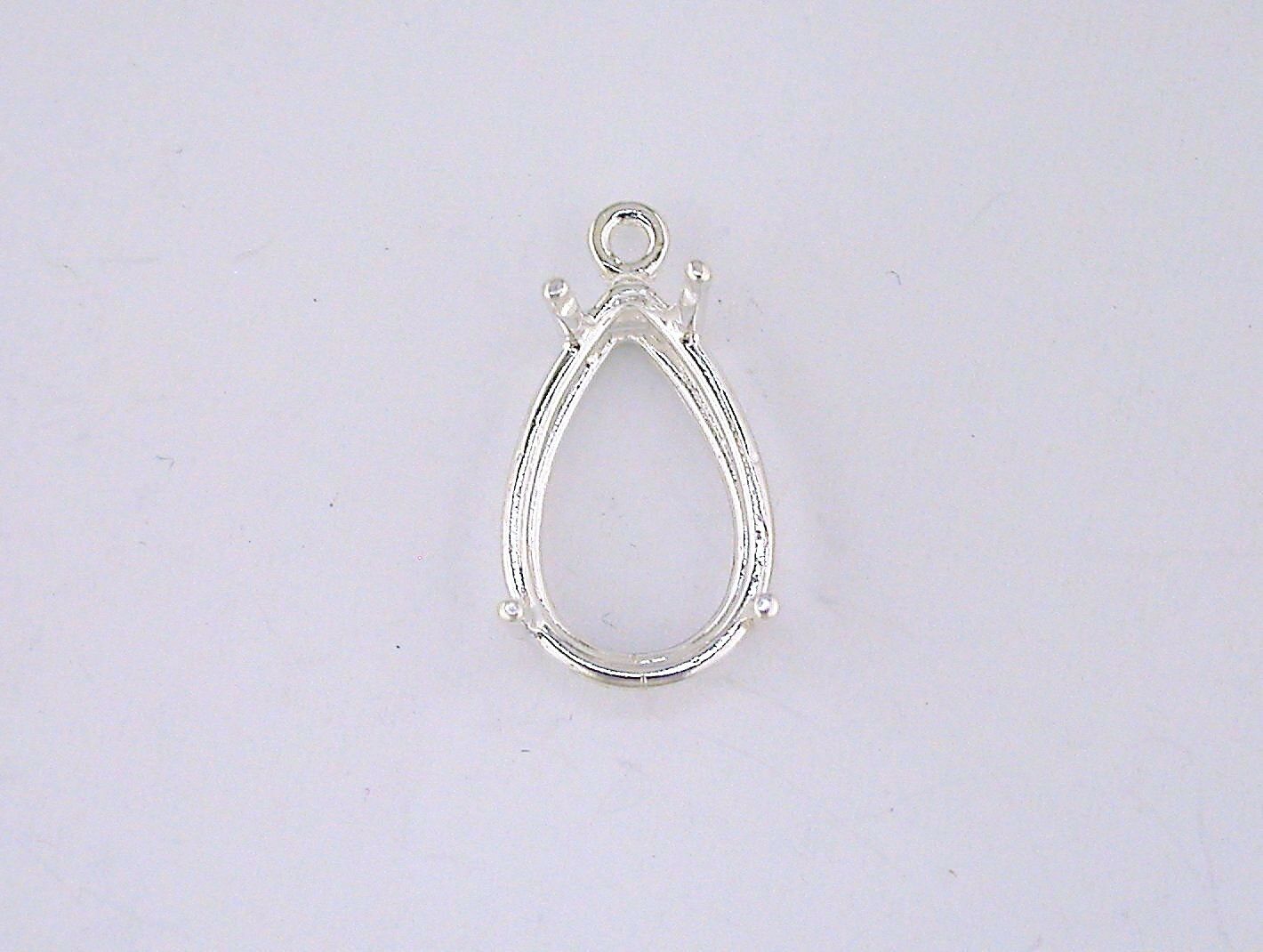 Pear Shape 4 Prong Wire Mount Dangle Setting Sterling Silver