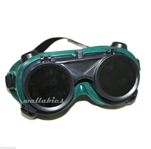 Welding Cutting Welders Safety Goggles  Flip Up Glasses Dark Green Lenses New