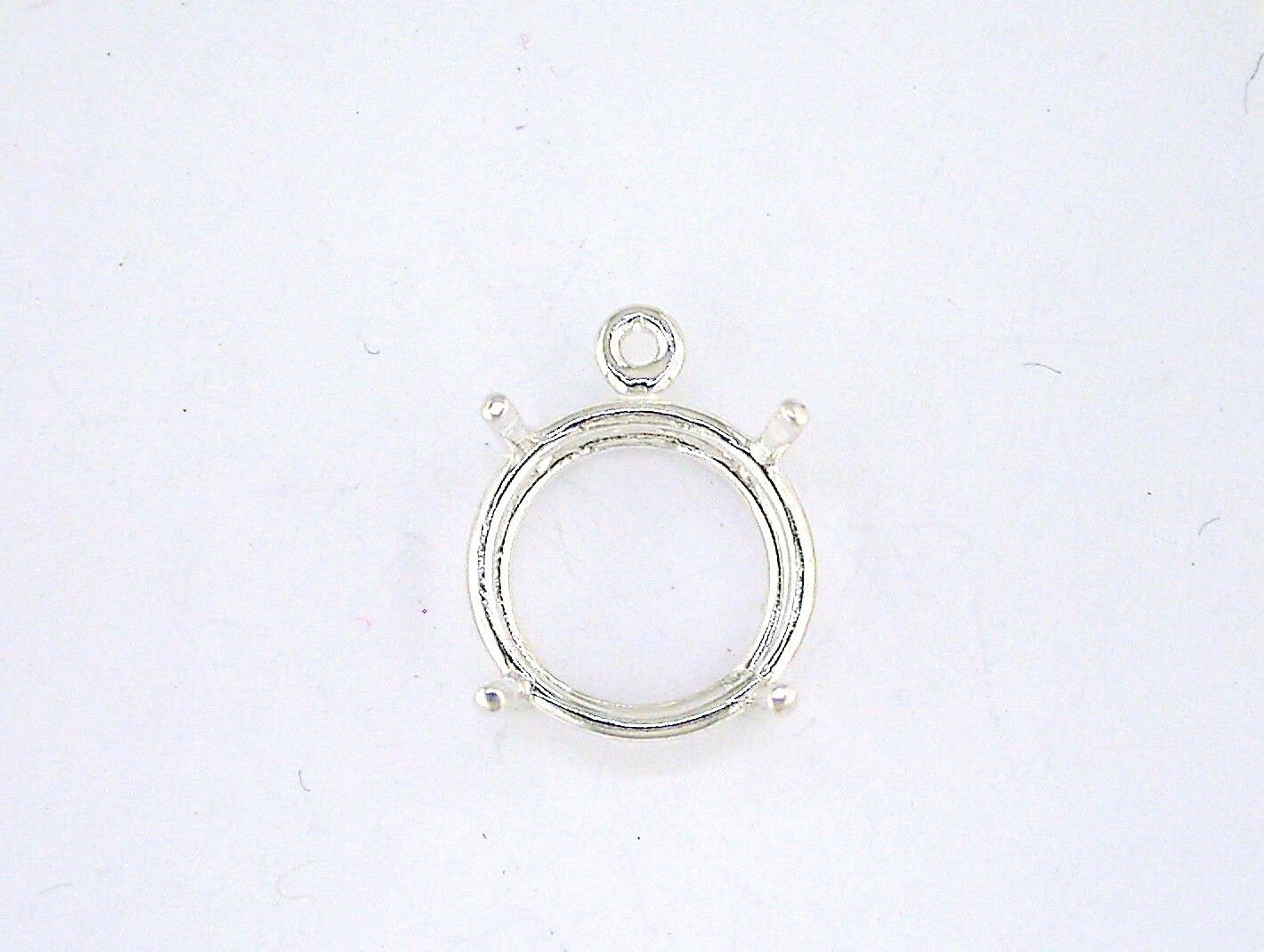 Round 4 Prong Wire Mount Dangle Setting Sterling Silver
