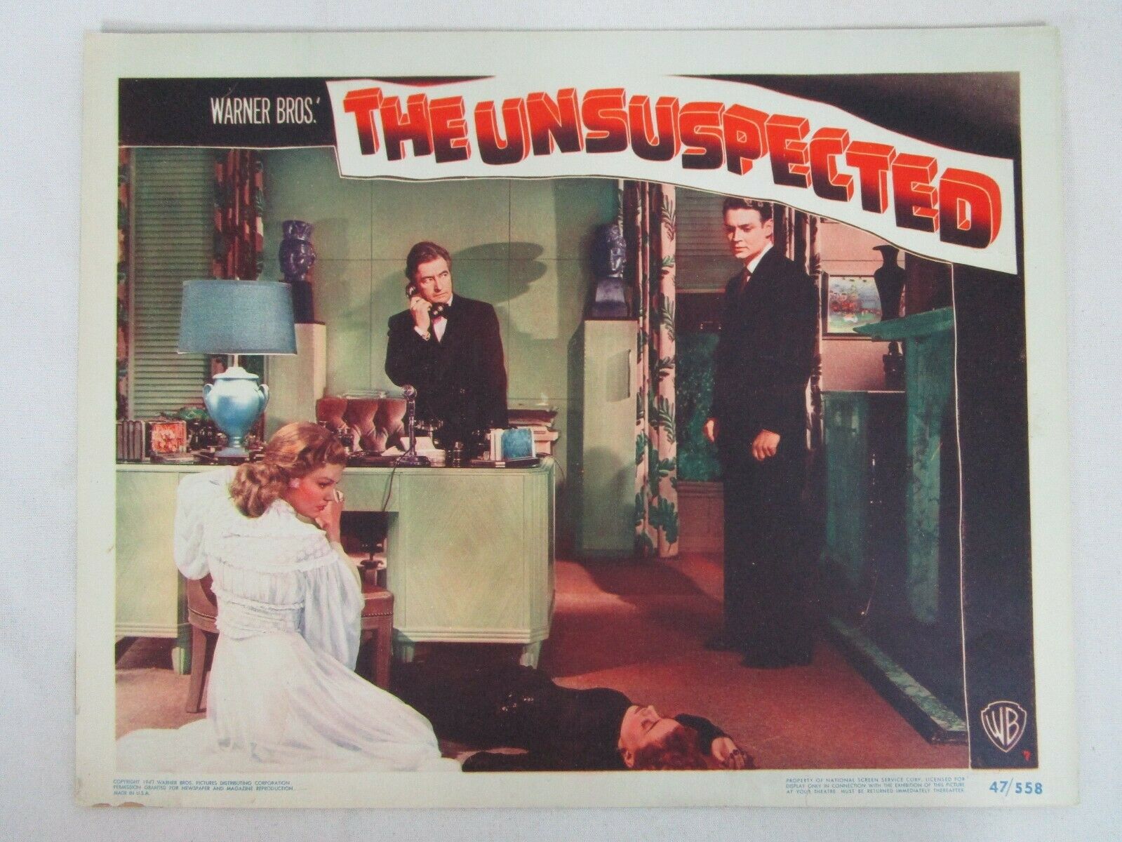 The Unsuspected 1947 Warner Brothers 11x14" Crime Lobby Card Claude Rains #7
